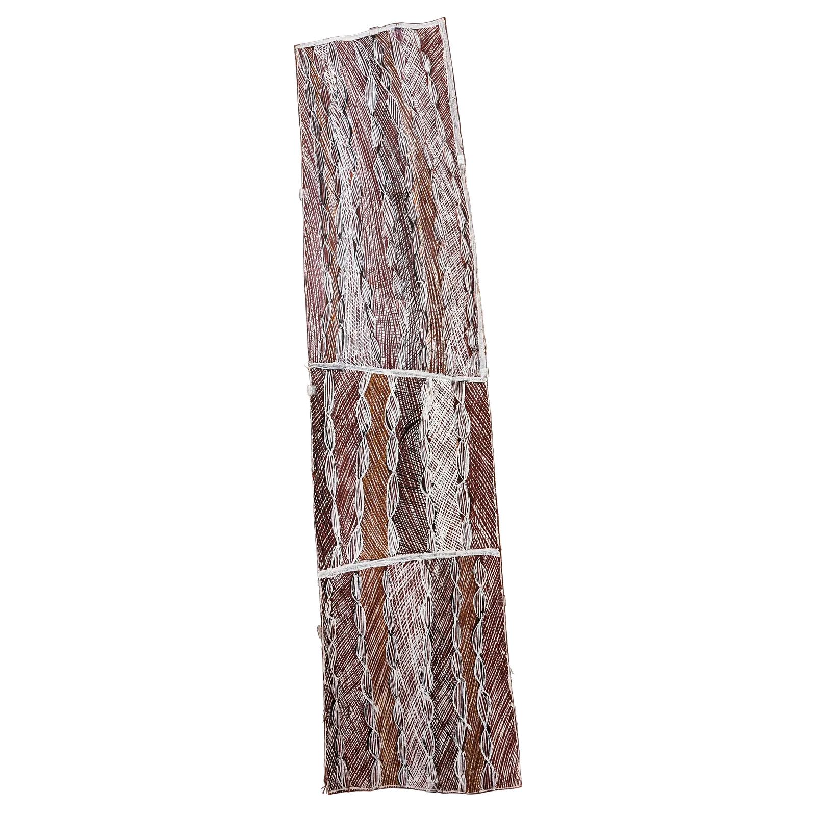 Barrupu Yunupingu, Gurtha, 2009, natural earth pigments on Stringybark, 134 x 32 cm