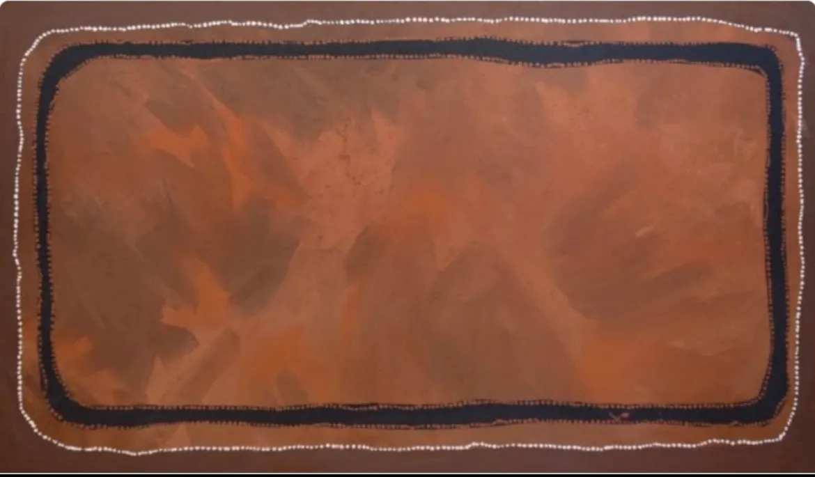 Rover Julama Thomas, Great Sandy Desert - Canning Stock Route, 1995, natural earth pigments on canvas, 115 x 200 cm