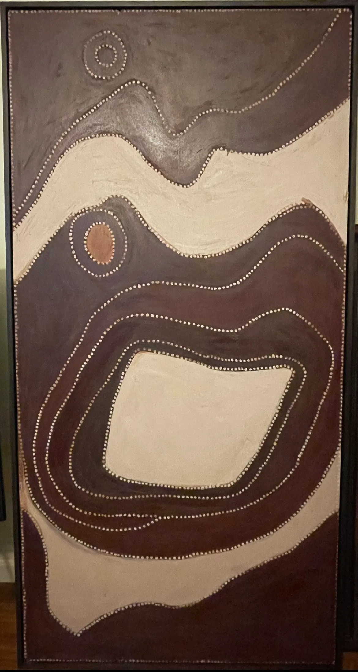 Rover Julama Thomas, Bedford Downs, c.1983-84, natural earth pigments on plywood, 183 x 93 cm