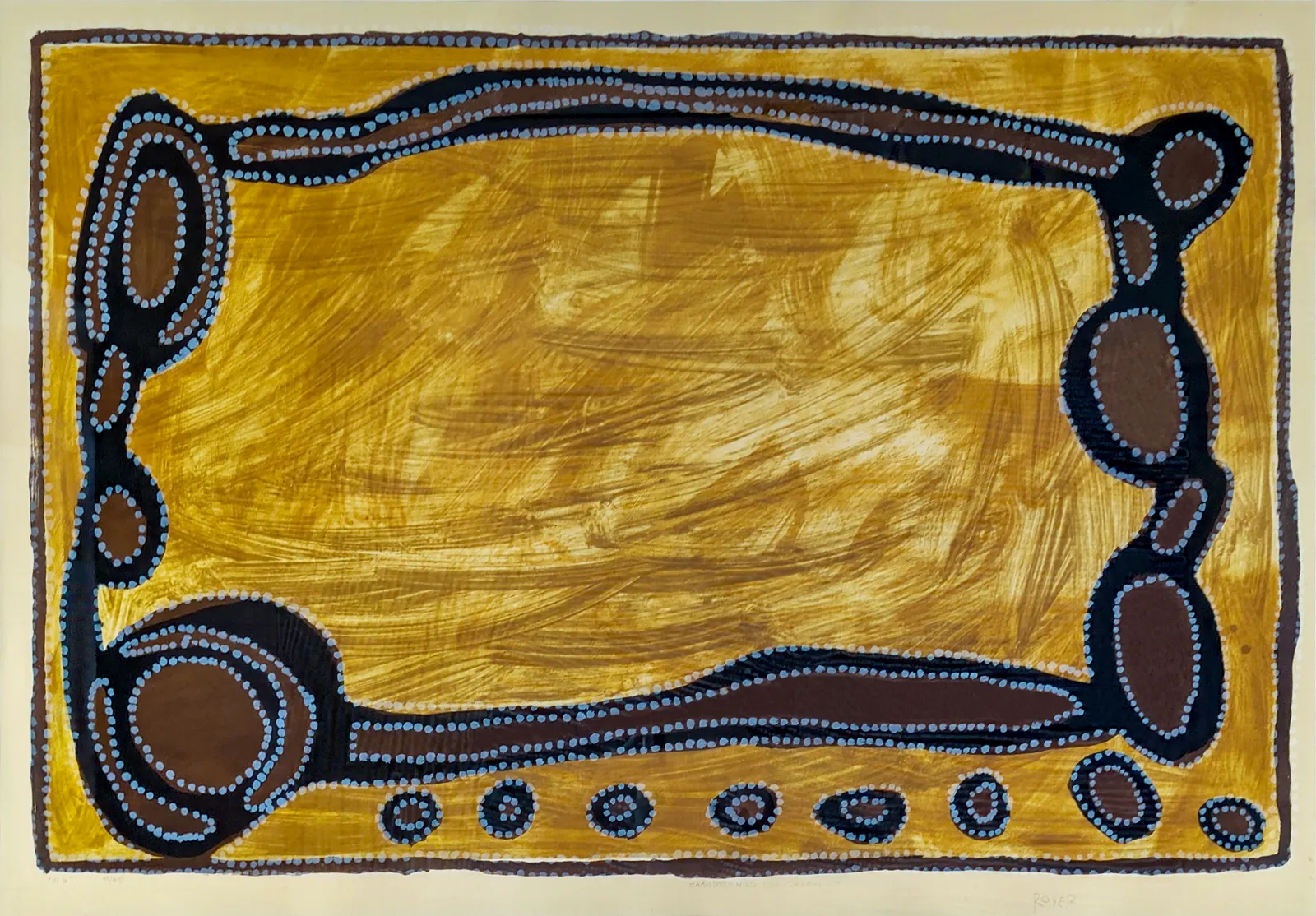 Rover Julama Thomas, Jaandoo - Wild Dog Dreaming, 1995, lithograph on paper, 68 x 101 cm , 105 x 137 cm frame