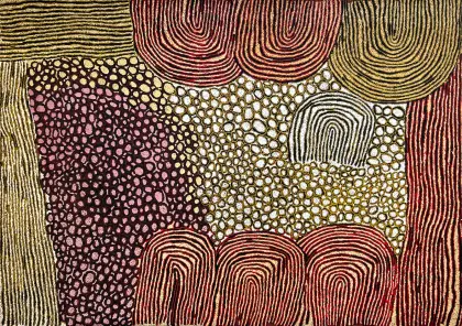 Walangkura Napanangka II, Travels of Kutungka, 2006, synthetic polymer paint on linen, 205 x 290.5 cm
