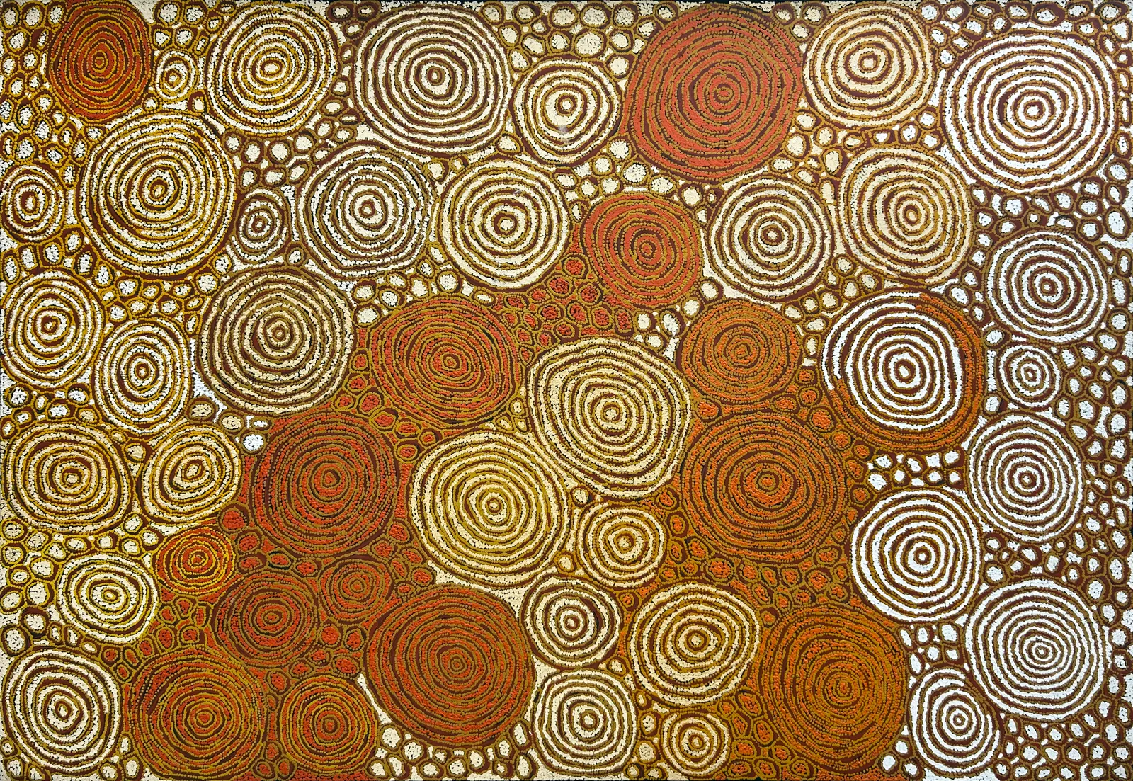 Walangkura Napanangka II, Travels of Kutungka, 2007, synthetic polymer paint on linen, 202 x 292 cm