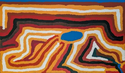 Lucy Napanangka Yukenbarri, My Country, 1999, synthetic polymer paint on linen, 100 x 150 cm
