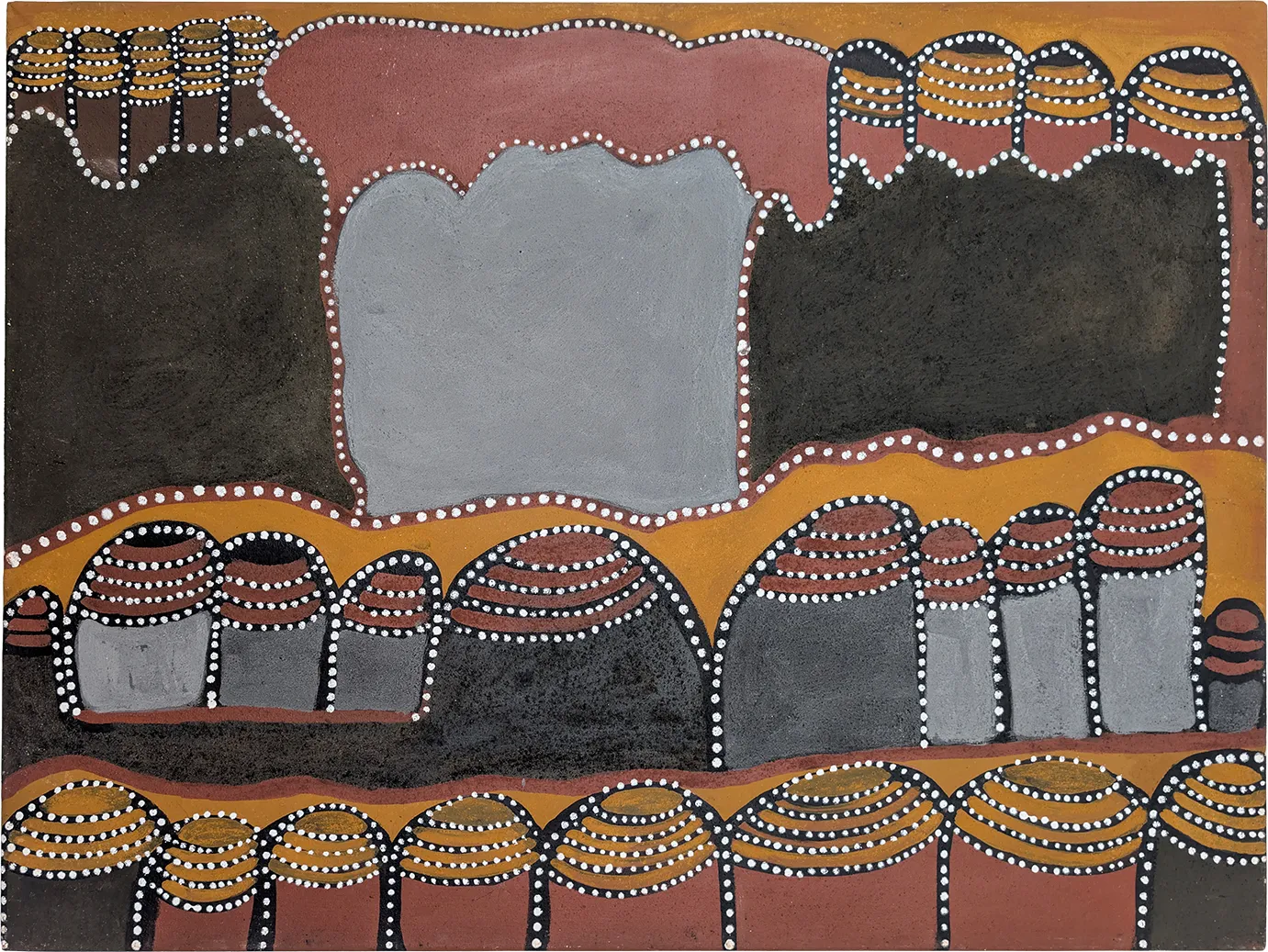Jack Britten, Gnairariny - Carr-Boyd Ranges, 1999, natural earth pigments on canvas, 90.5 x 121 cm