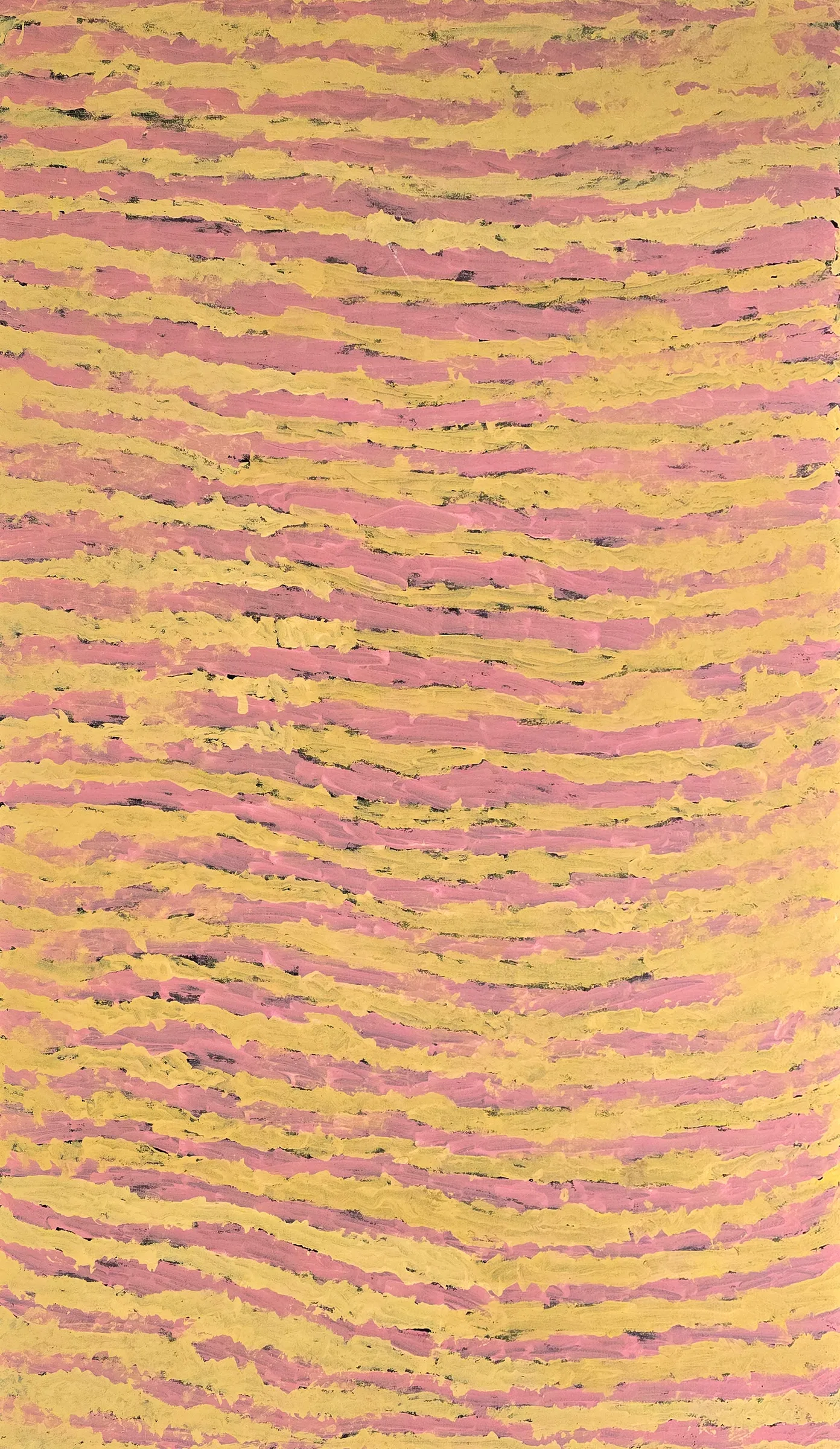 Makinti Napanangka, Untitled, 2010, synthetic polymer paint on linen, 152 x 92.5 cm, 155.5 x 95.5 cm frame