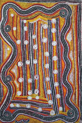 Paddy Sims Japaljarri, Yanjirlpirri Jukurrpa (Star Dreaming), 2008, synthetic polymer paint on linen, 183 x 122 cm