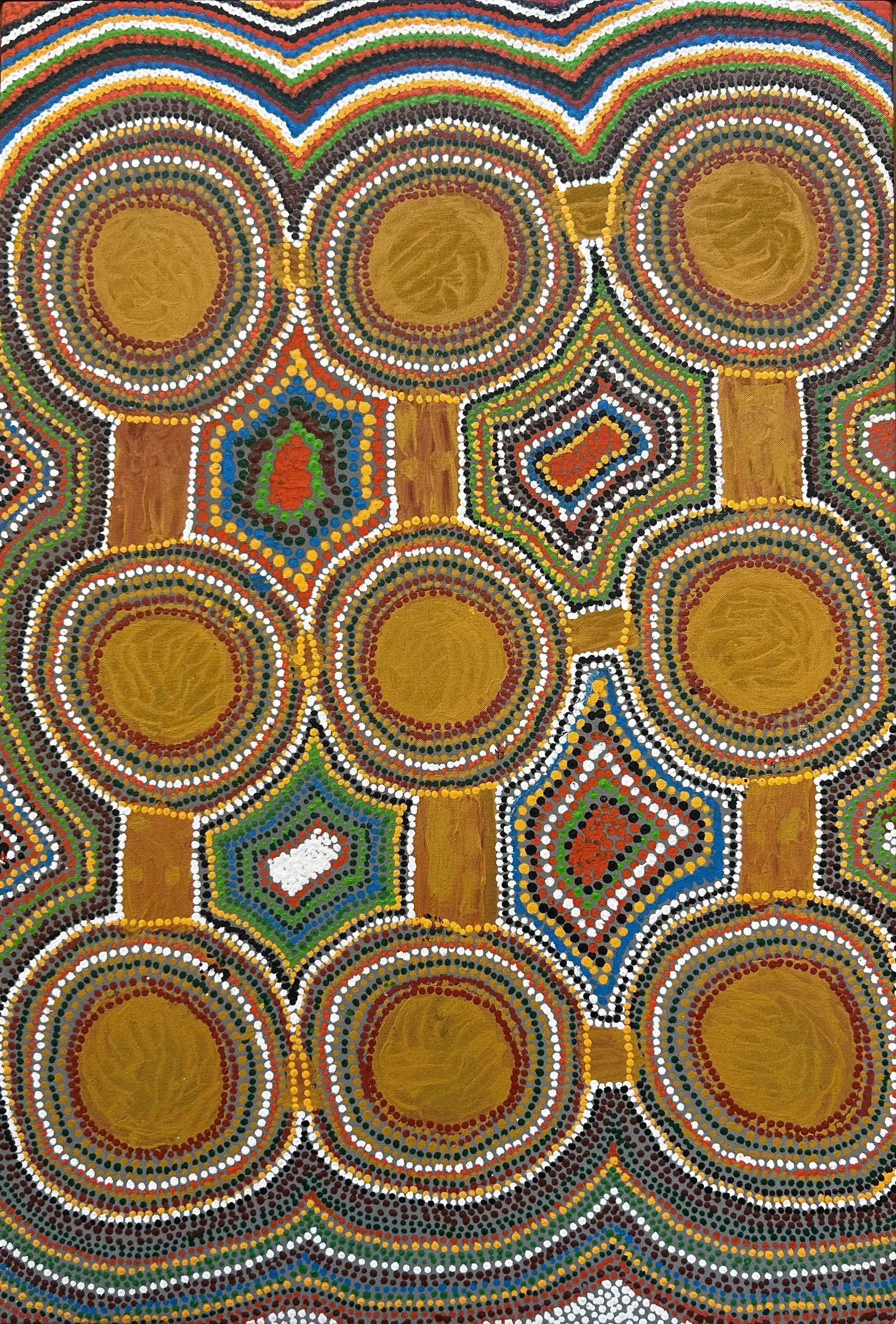Dominic Martin Tjupurrula, Near Kiwirrkura, Great Sandy Desert, 1994, synthetic polymer paint on canvas, 75 x 50 cm