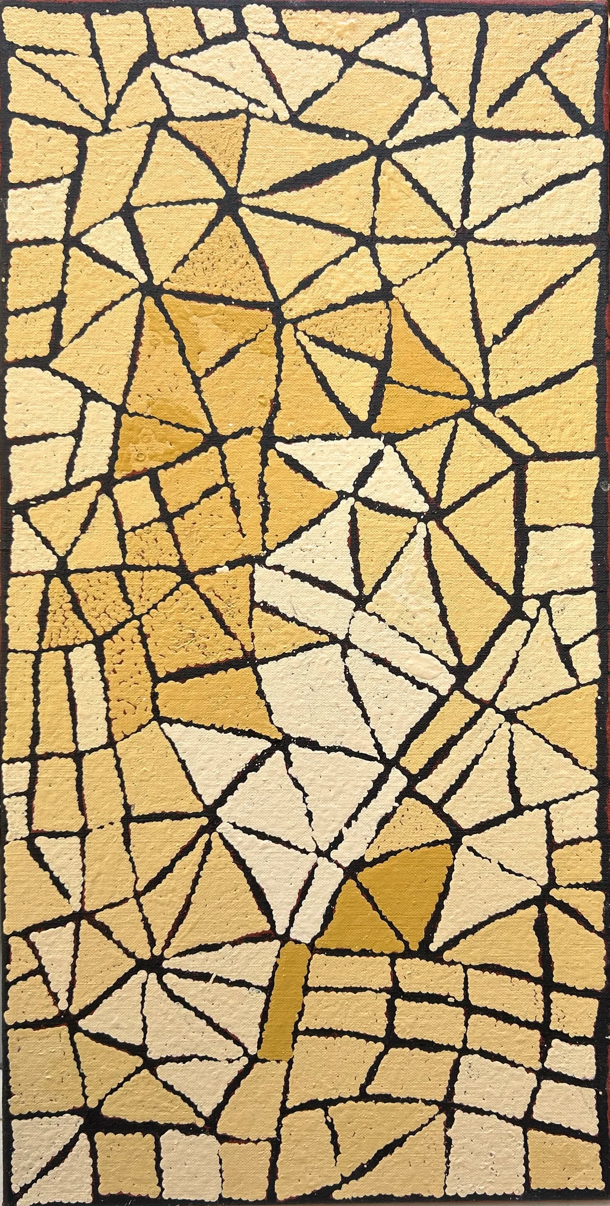 Lorna Napanangka, Rockhole Site at Marrapinti, 2018, synthetic polymer paint on linen, 61 x 31 cm