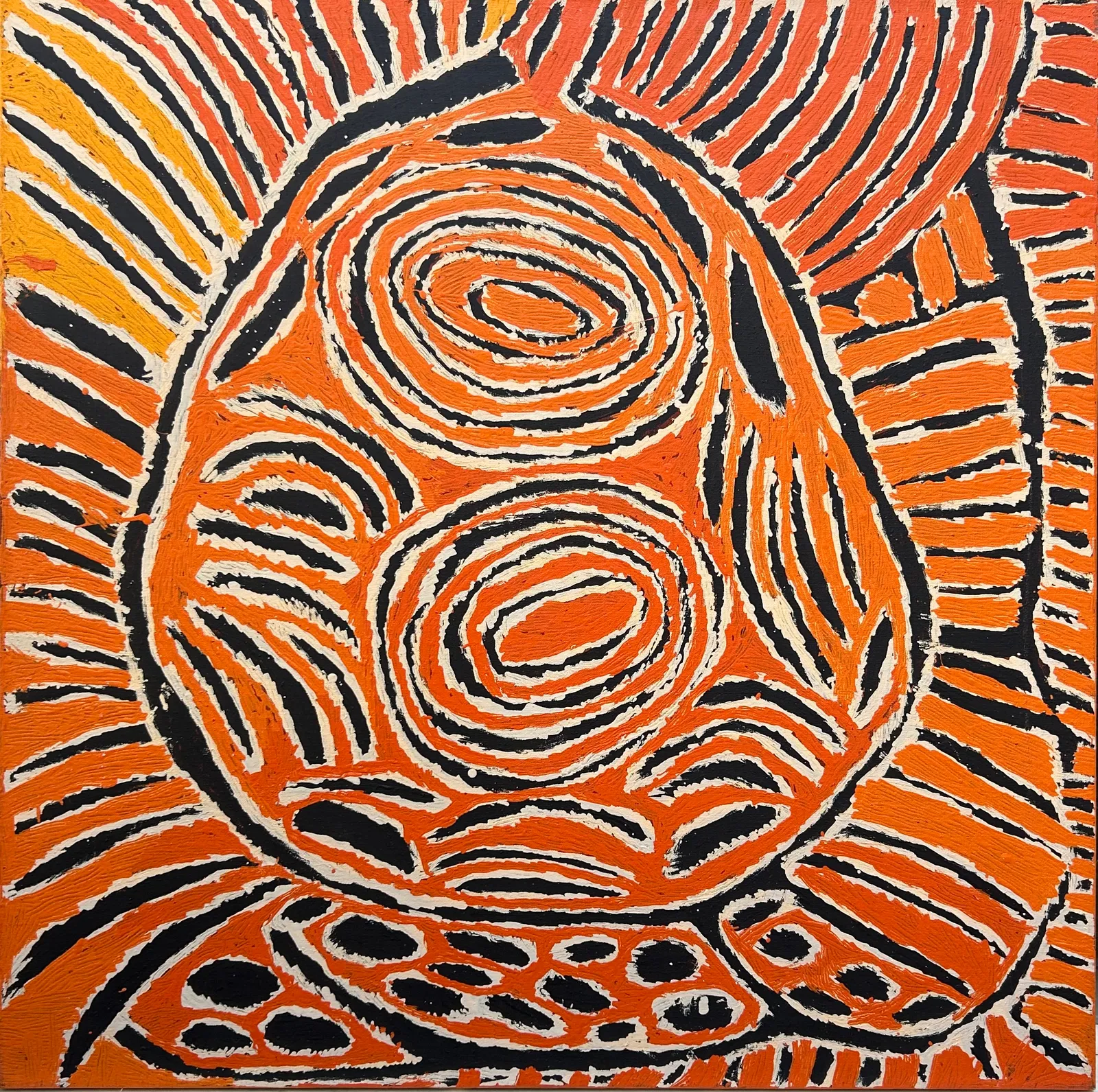 Tjunkiya Napaltjarri, Rockhole Site of Umari, synthetic polymer paint on linen, 122 x 91 cm
