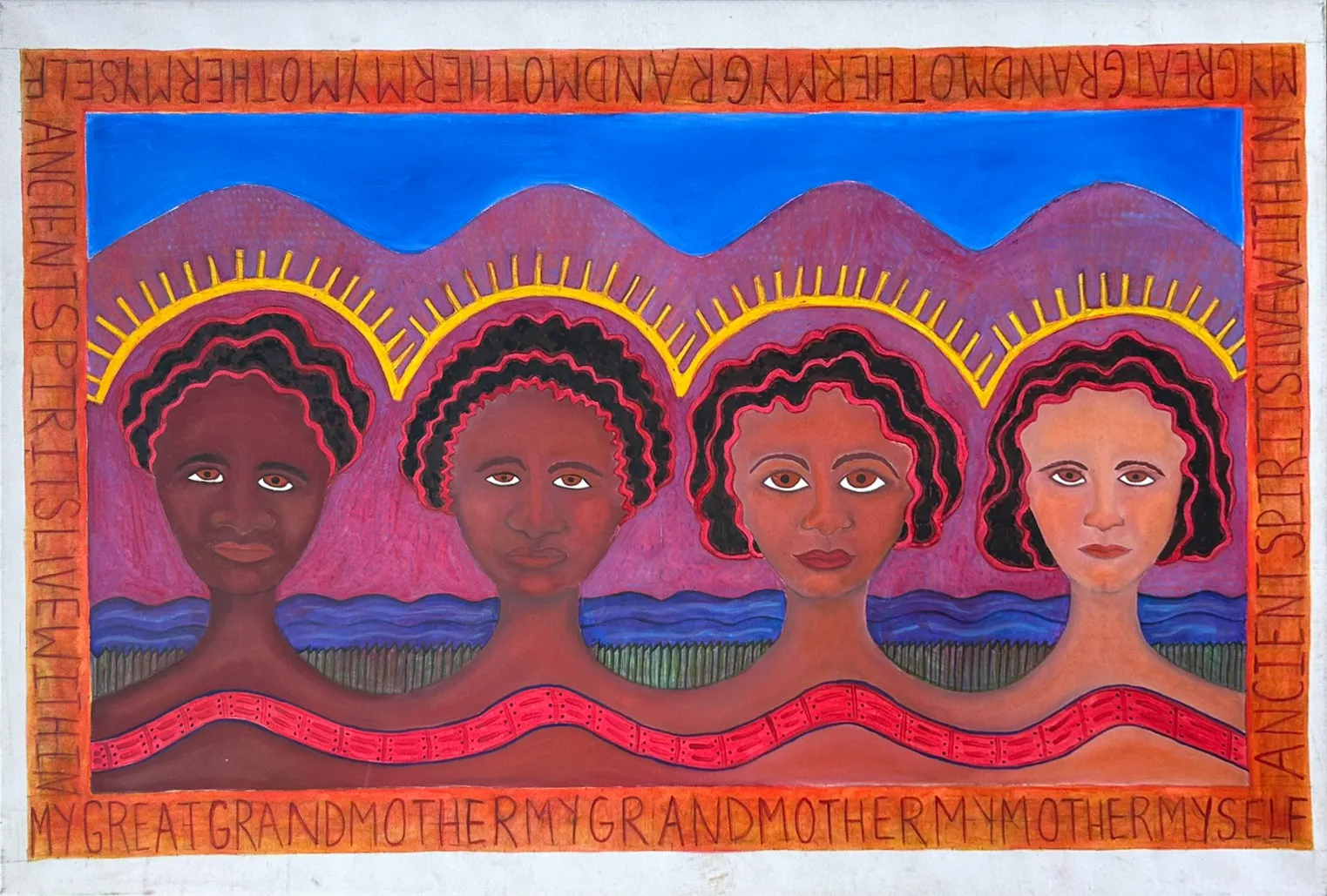 Sally Morgan, My Great Grandmother My Grandmother My Mother, synthetic polymer paint on canvas