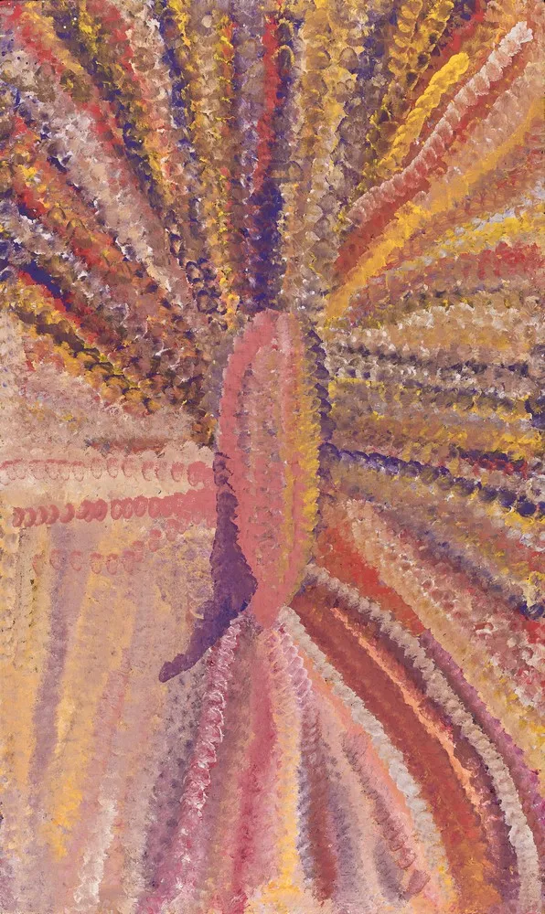 Emily Kame Kngwarreye, Alhalkere Soakage, 1994, synthetic polymer paint on Belgian linen, 151 x 91 cm