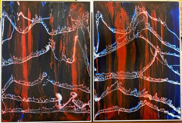 Samantha Hobson, Windy Night ..wave bust w’ere rock, 2006, Diptych, 111 x 80.5 each