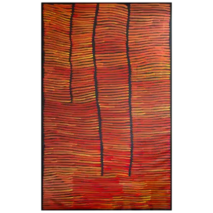 Ronnie Tjampitjinpa, Fire Dreaming, 2004, synthetic polymer paint on Belgian linen, 194 x 307 cm