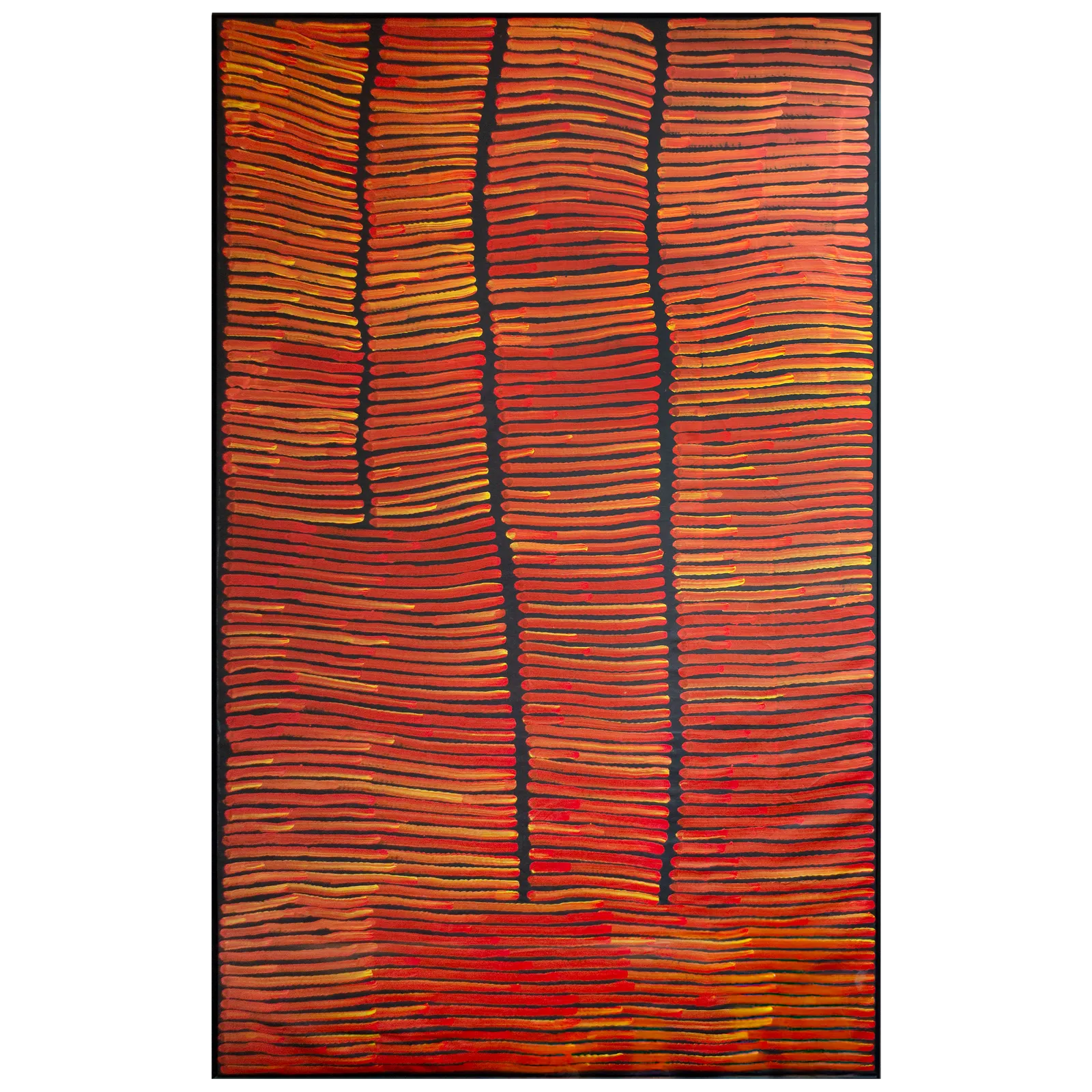 Ronnie Tjampitjinpa, Fire Dreaming, 2004, synthetic polymer paint on Belgian linen, 194 x 307 cm