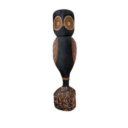 Mario Munkara, Owl, 2004, natural earth pigments on carved wood