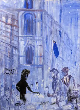 Gordon Syron, Enlist Here, 2007, oil on canvas, 110 x 80 cm