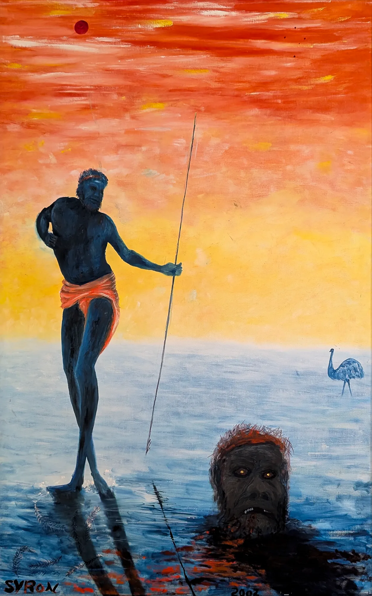 Gordon Syron, Gadachi Man (Clever Foot), 2002, oil on board, 140 x 88 cm; 145 x 94 cm (frame)