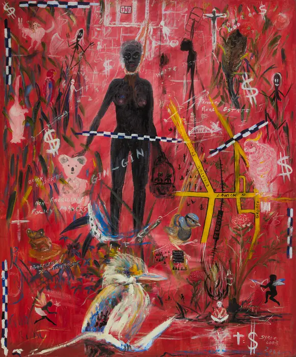 Gordon Syron, Miss Future Aboriginal Deaths in Custody, 2003-2004, oil on canvas, 120 x 100 cm