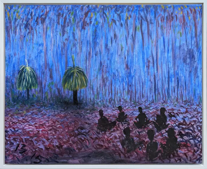Gordon Syron, Women's Circle, 2015, oil on canvas, 54 x 67 cm; 57.5 x 70.5 cm frame