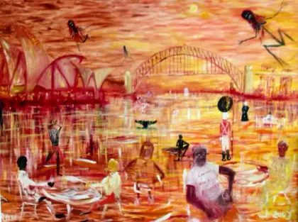 Gordon Syron, Sydney Harbour, An Aboriginal Perspective, 2003, oil on canvas, 172 x 235 cm