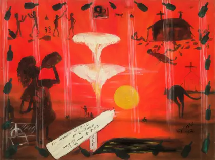 Gordon Syron, The Woman Who Died at Ceduna (February 1983), 1993, oil on canvas, 91 x 122 cm