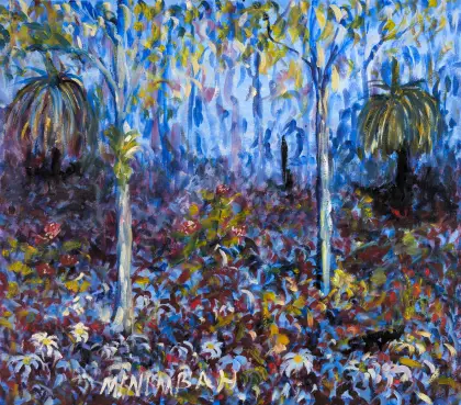 Gordon Syron, Minimbah, 2000, oil on canvas, 47 x 54 cm (irreg); 52 x 58.5 frame