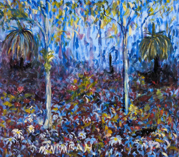 Gordon Syron, Minimbah, 2000, oil on canvas, 47 x 54 cm (irreg); 52 x 58.5 frame