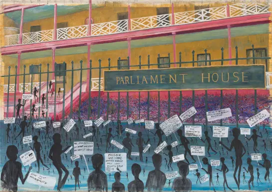 Gordon Syron, Meeting Place: Spirits of the Past and Present, 2005, oil on canvas, 148.5 x 227 cm