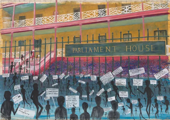 Gordon Syron, Meeting Place: Spirits of the Past and Present, 2005, oil on canvas, 148.5 x 227 cm