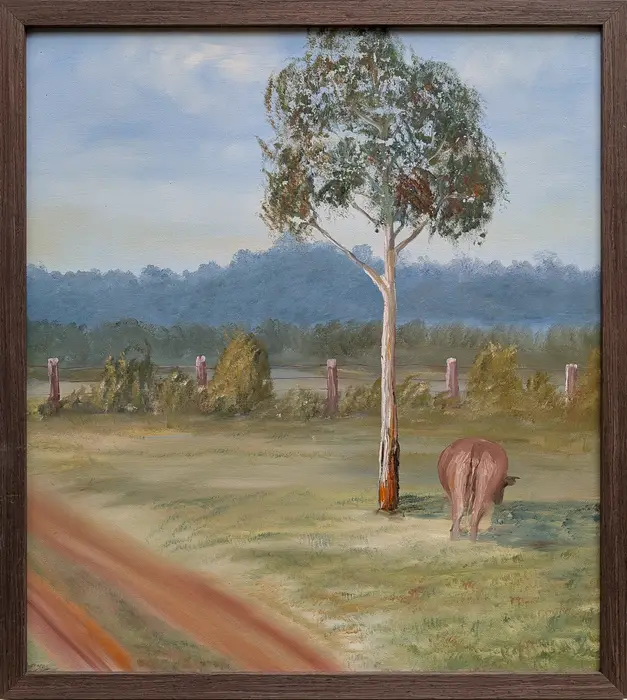 Gordon Syron, Dairy II, 1984, oil on canvas, 56 x 50 cm; 61 x 55 cm frame