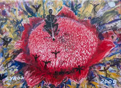 Gordon Syron, Waratah Fairies, 2009, unique digital print on canvas, 41 x 56 cm