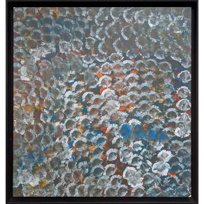 Emily Kame Kngwarreye, My Country, 1995, synthetic polymer paint on canvas, 79 x 84 cm; 85 x 90 cm (framed)