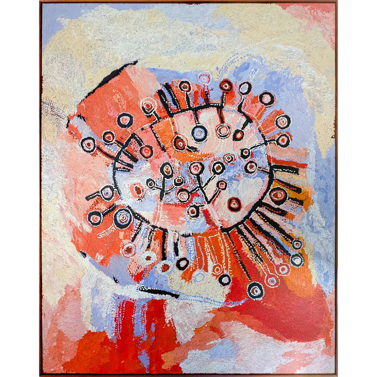 Wawiriya Burton, Ngayuku Ngura (My Country), 2019, synthetic polymer paint on Belgian linen, 182 x 144 cm; 184.5 x 147 cm (framed)