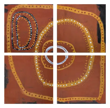 Dino Wilson, Tiwi Murrakupuni, 2018, natural earth pigments on linen, polyptych, 45 x 45 cm (each)