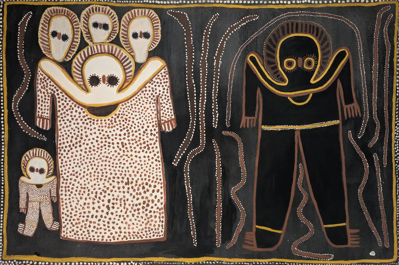 Lily Karadada, Wandjina (Rain Spirit), 2002, natural earth pigments on linen, 180 x 120 cm
