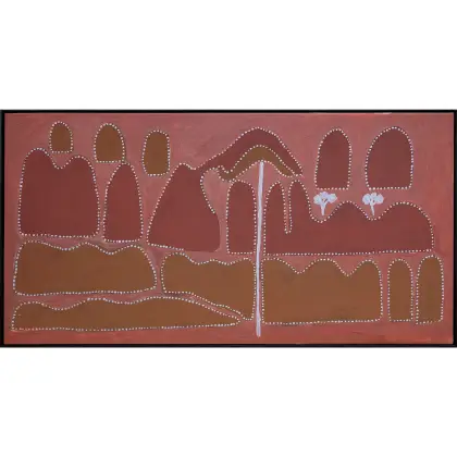 Queenie Nakarra McKenzie, Lissadell Station Country, 1995, natural earth pigments on canvas, 65 x 130 cm