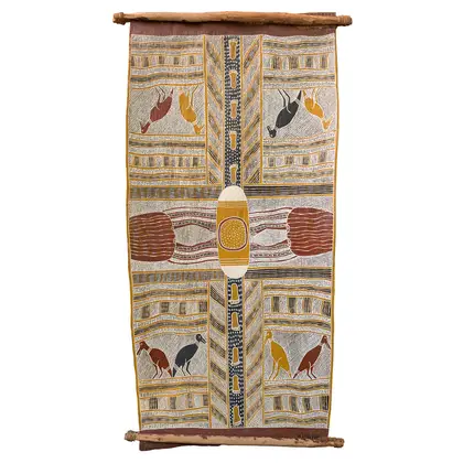 Artist Once Known, Untitled, c.1985, natural earth pigments on bark, 113.5 x 54.2 cm
