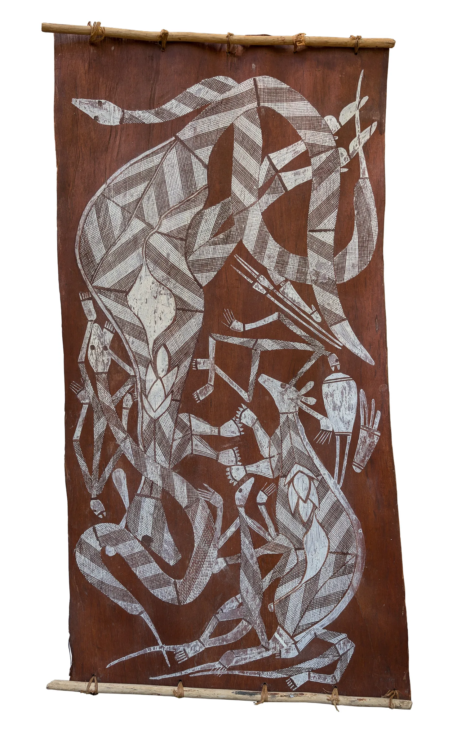 Ngainmira, Mimi and Namorodo Spirits, natural earth pigments on bark, 106.5 x 54.5 cm