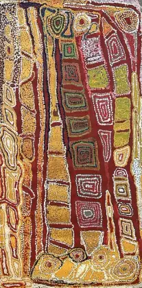 Tjitji Kutjarra, 1993, synthetic polymer paint on canvas, 100 x 50 cm