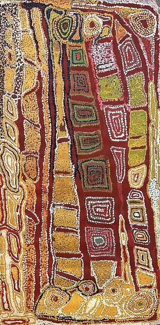 Tjitji Kutjarra, 1993, synthetic polymer paint on canvas, 100 x 50 cm