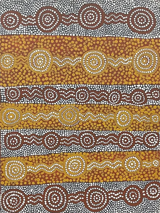 Timmy Payungka Tjapangati, Untitled (Bush Fire Dreaming), 1978, synthetic polymer paint on canvas board, 41 x 31 cm