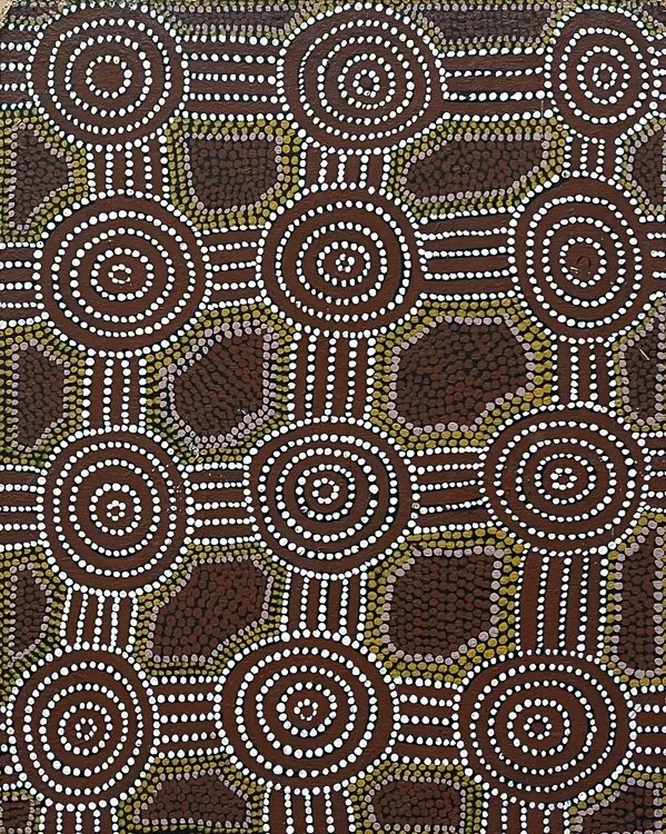 Mick Namarari Tjapaltjarri, Pintyralynga, 1979, synthetic polymer paint on canvas board, 51 x 40.55 cm