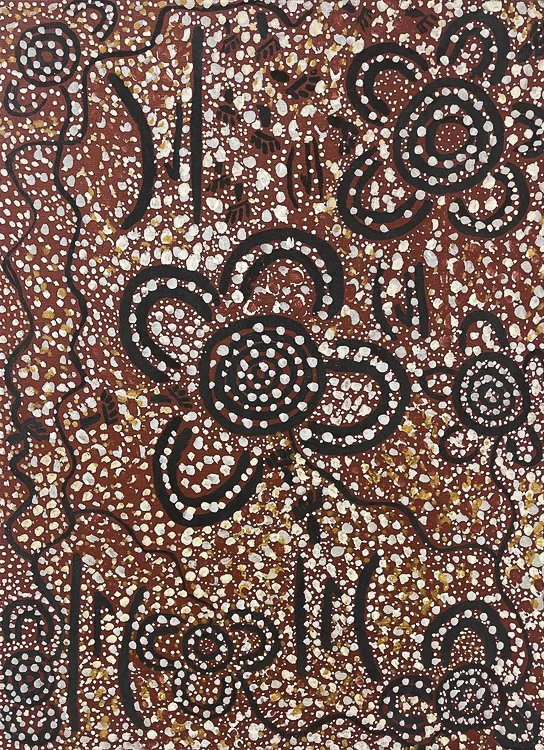 Johnny Warangkula Tjupurrula, Untitled, c.1974, synthetic polymer paint on canvas board, 60 x 46 cm