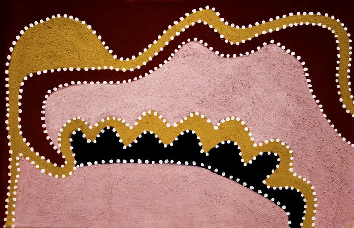 Madigan Thomas, Old Mabel Downs Road, 2008, natural earth pigments on canvas, 45 x 70 cm