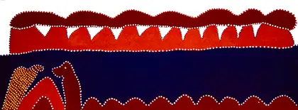 Madigan Thomas, Warrarnany and Wangkarnal, 2009, natural earth pigments on canvas, 45 x 120 cm