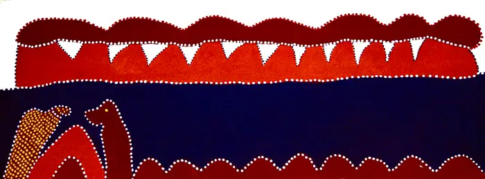Madigan Thomas, Warrarnany and Wangkarnal, 2009, natural earth pigments on canvas, 45 x 120 cm