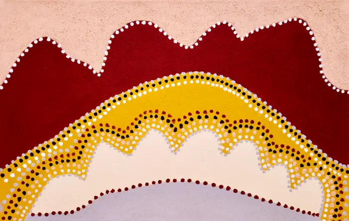 Madigan Thomas, Gawarriny - Jirragil Ngarranggarni, 2008, natural earth pigments on canvas, 45 x 70 cm