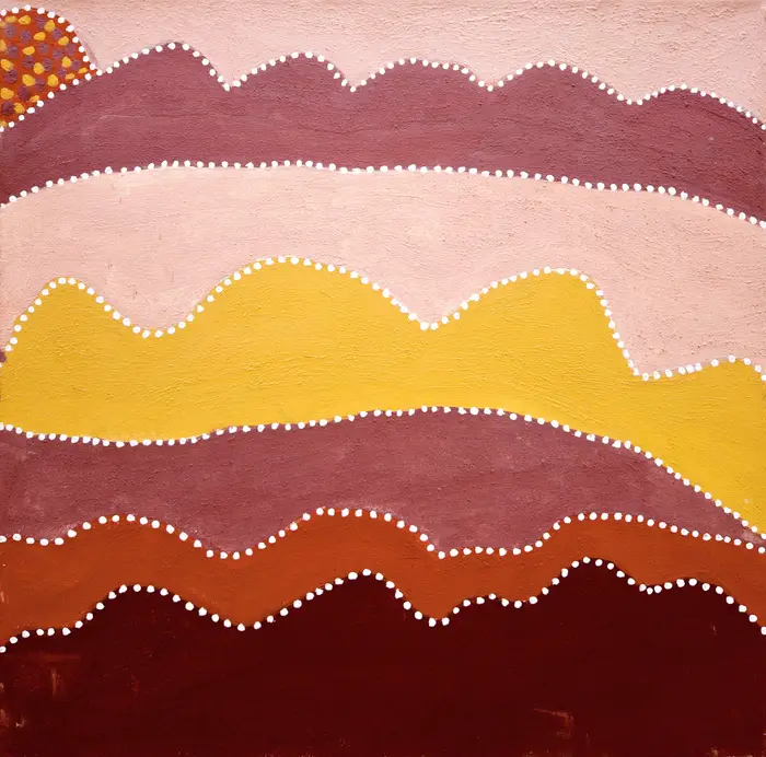 Madigan Thomas, Juwurlinyji - Bow River, 2010, natural earth pigments on canvas, 60 x 60 cm