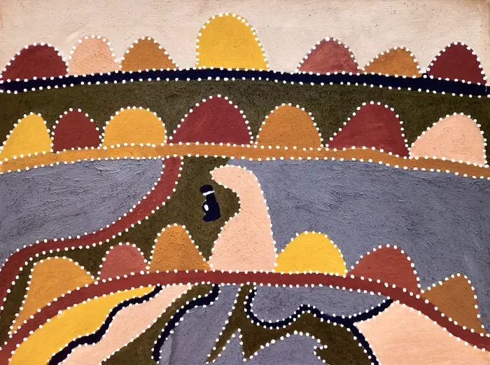 Madigan Thomas, Jidiny- Jackyard, 2002, natural earth pigments on canvas, 60 x 80 cm