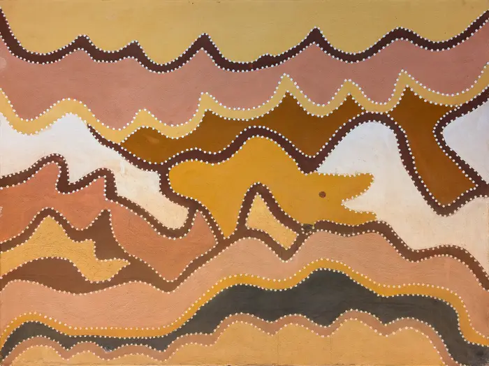 Madigan Thomas, Winjurrun Country, 2005, natural earth pigments on canvas, 90 x 120 cm